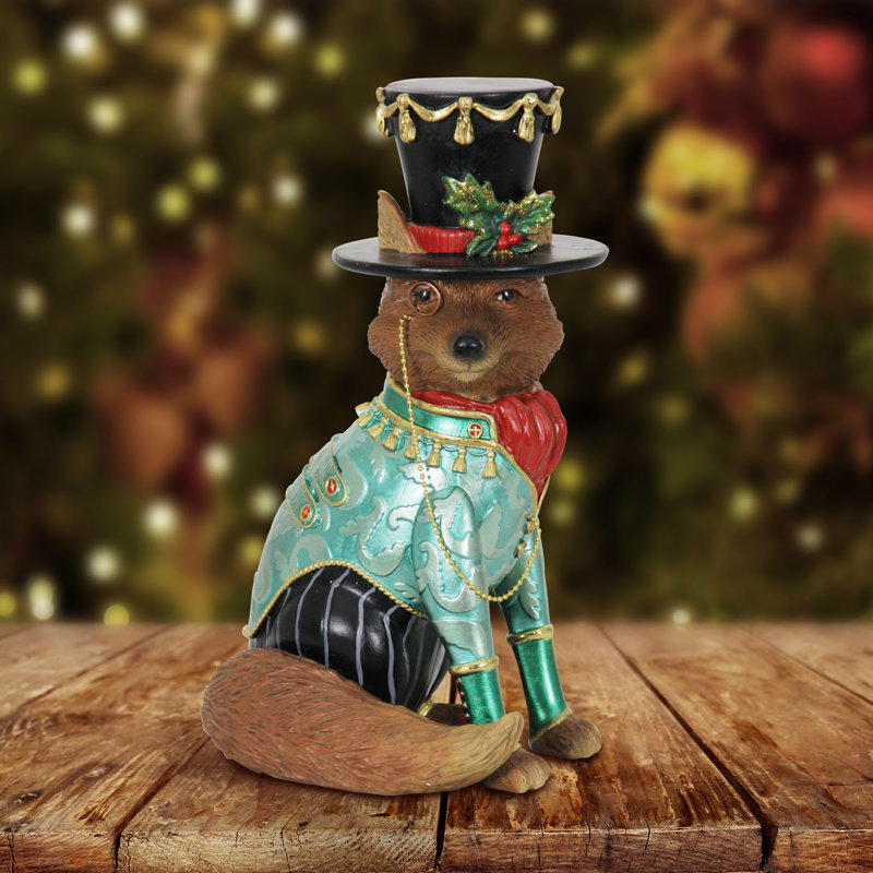 Exhart Christmas Fox in Top Hat & Reviews Wayfair